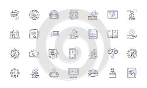 Trust company line icons collection. Security, Fiduciary, Assets, Estate, Investments, Integrity, Protection vector and