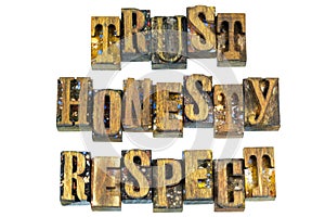 Trust honesty respect character integrity ethics message