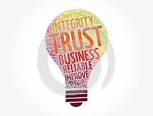 TRUST light bulb word cloud collage, business concept background