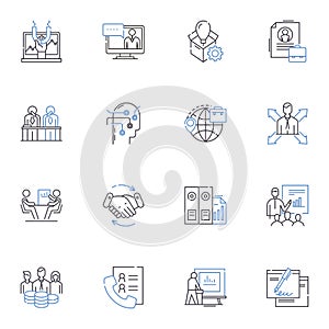 Trust line icons collection. Hsty, Integrity, Loyalty, Confidence, Reliability, Dependability, Sincerity vector and