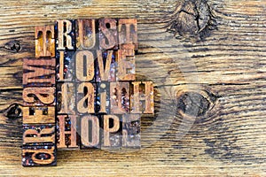 Trust love faith hope dream future believe