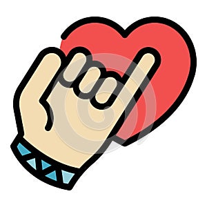 Trust love friend icon color outline vector