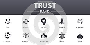 Trust simple concept icons set. Contains