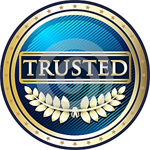 Trusted Blue And Gold Product Label photo