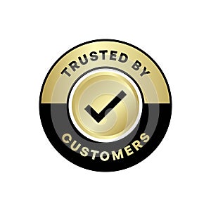 Trusted by Customers Badge with Gold Checkmark in Elegant Round Frame