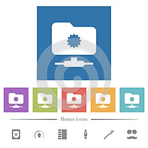 Trusted FTP flat white icons in square backgrounds