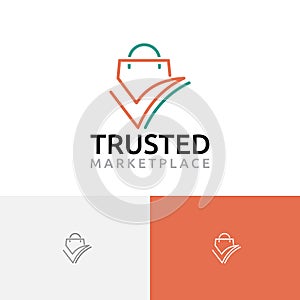 Trusted Marketplace Online Shopping Bag Monoline Logo