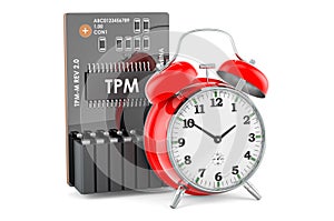 Trusted Platform Module, TPM with alarm clock. 3D rendering