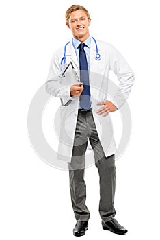 Trusted young Doctor isolated on white background