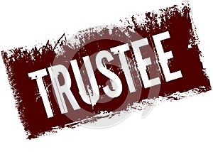 TRUSTEE on red retro distressed background.