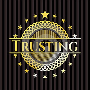 Trusting gold badge. Vector Illustration. Detailed.  EPS10 photo