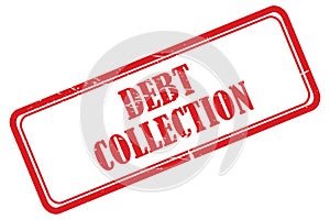 Debt collection stamp on white