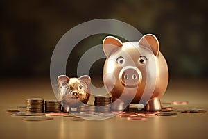 Trustworthy Piggy bank saving coins cash. Generate Ai