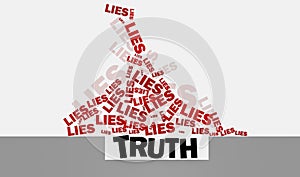 Truth buried by lies, concept illustration