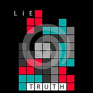 Truth and lie concept illustration