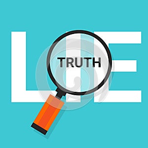 Truth lie symbol text magnify magnifying find true