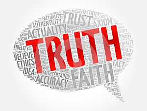 Truth message bubble word cloud collage, concept background