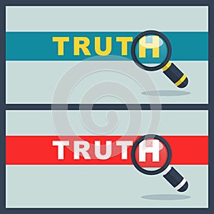 Truth word with magnifier concept