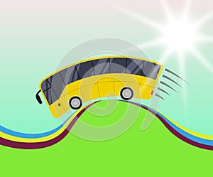 Trvel bus illustration, speed motion