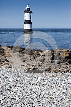 Trwyn Du Lighthouse on the island of Anglesey, Wales