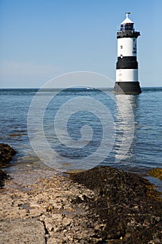 Trwyn Du Lighthouse on the island of Anglesey, Wales