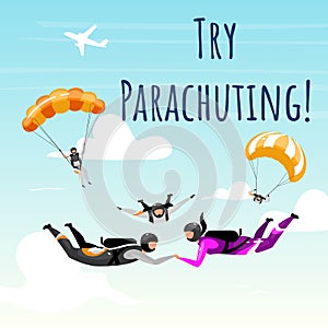 Try parachuting social media post mockup