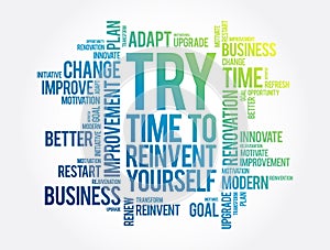 TRY - Time to Reinvent Yourself acronym, business concept background