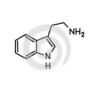 Tryptamine chemical formula doodle icon, vector illustration