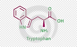 Tryptophan chemical formula. Tryptophan structural chemical formula isolated on transparent background.