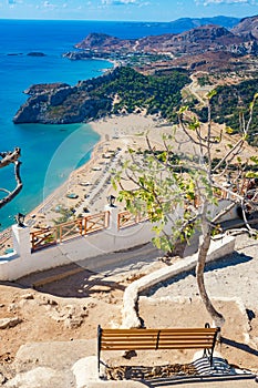 Tsambika beach with golden sand - view from Tsambika monastery