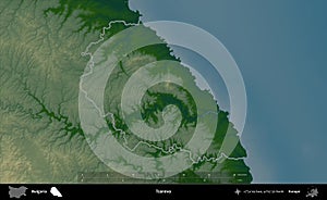 Tsarevo outlined, Bulgaria. Physical