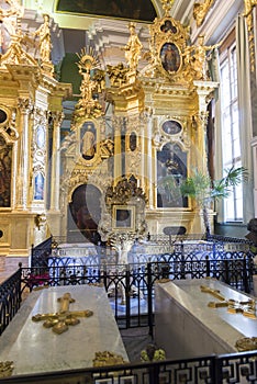 Tsars tombs in St Peter and Paul Cathedral in Saint Petersburg, Russia