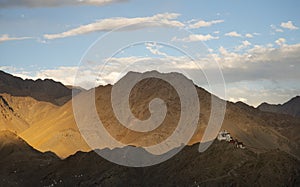 Tsemo Namgyal Monastery seen from Shanti Stupa, Leh, ladakh, India