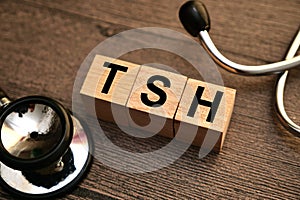 TSH, text words typography written with wooden letter, health and medical