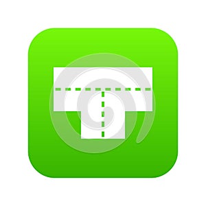 Tshaped crossroad icon digital green