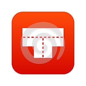 Tshaped crossroad icon digital red