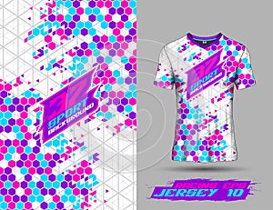 Tshirt abstract honeycomb background for extreme sport jersey team, motocross, car racing, cycling, fishing, diving, leggings,