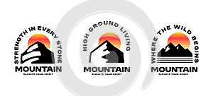 Mountain Logo Collection with Sunrise