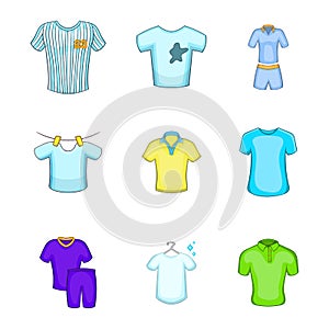 Tshirt icon set, cartoon style