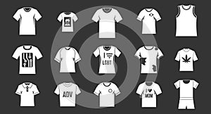 Tshirt icon set grey vector