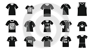 Tshirt icon set, simple style