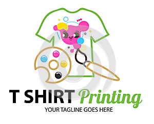 Tshirt Printing cmyk palette concept. Abstract modern colored vector logo template of t-shirt printing. For typography, print,
