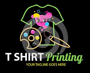 Tshirt Printing cmyk palette concept. Abstract modern colored vector logo template of t-shirt printing. For typography, print,