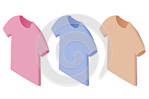 Tshirt set in different colors. T shirt mockup for your design project.