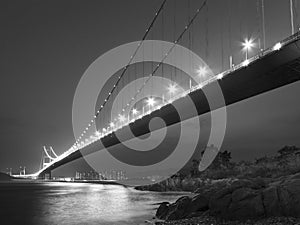 Tsing Ma Bridge in Hong Kong city