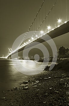 Tsing Ma Bridge in Hong Kong city