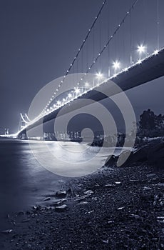 Tsing Ma Bridge in Hong Kong city at night