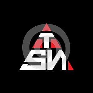 TSN triangle letter logo design with triangle shape. TSN triangle logo design monogram. TSN triangle vector logo template with red