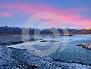 Tso Kar salt water lake in Ladakh, North India