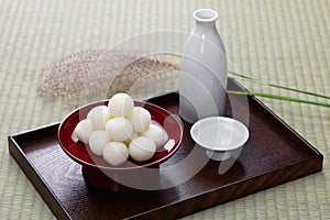 Tsukimi Dango, traditional japanese rice dumpling photo